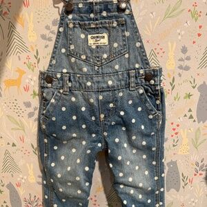 OshKosh B’gosh Baby Girl Denim Overalls – Polka Dot – Size 9M